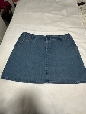 Vintage White Stag Skort Womens 16 Blue Denim Stretch Pockets Casual Short Skirt